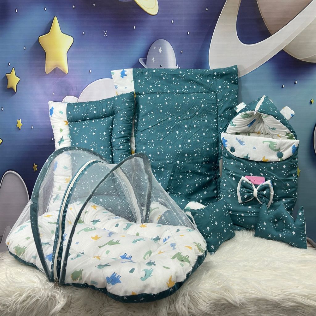 Starry Dreams Baby Bedding Set - 8 Pieces (Pine Green)