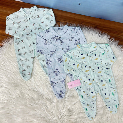 Pack of 3 Premium Baby Full-Body Rompers – Gentle & Breathable