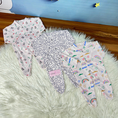 Pack of 3 Premium Baby Full-Body Rompers – Gentle & Breathable