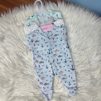 Pack of 3 Premium Baby Full-Body Rompers – Gentle & Breathable