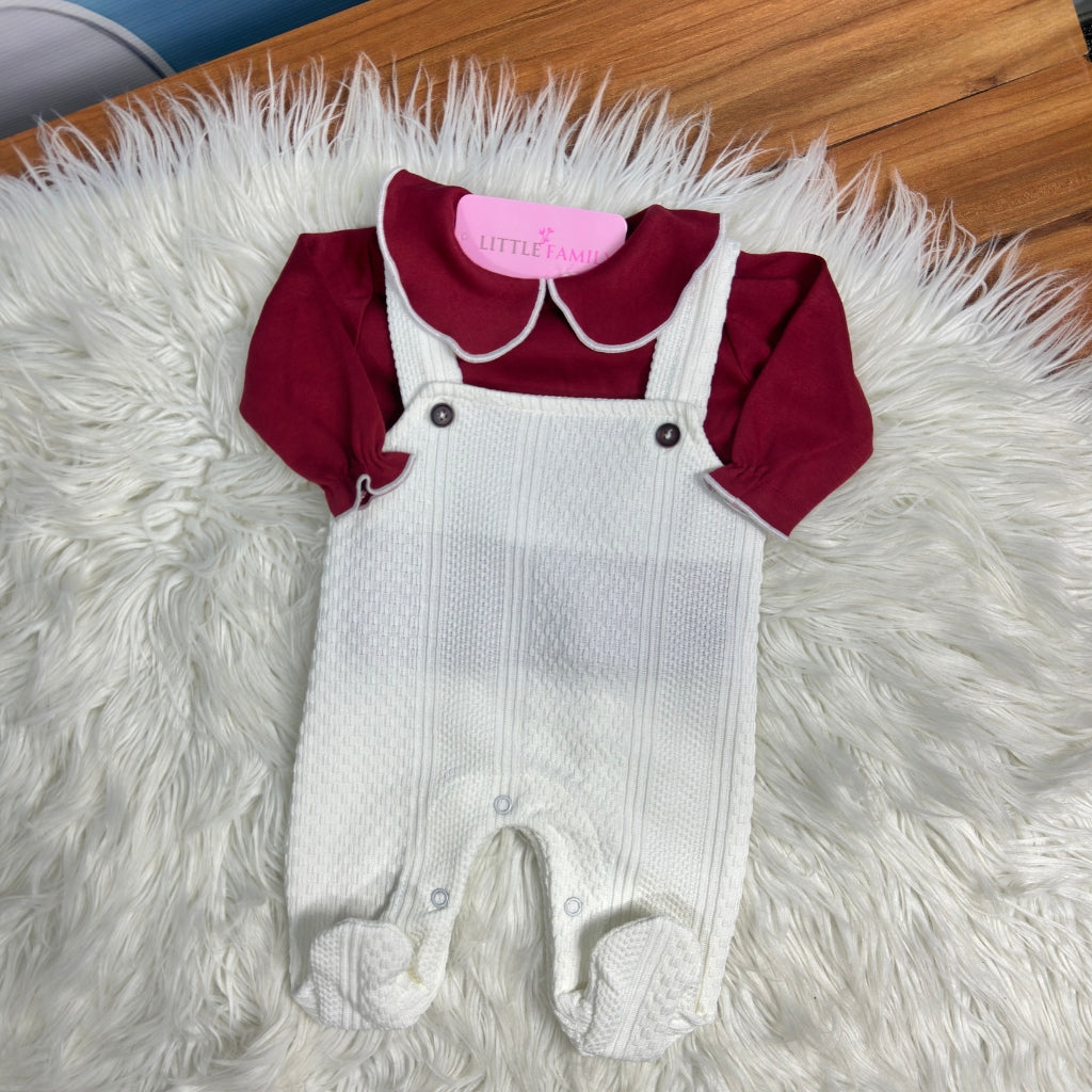 Baby 2-Piece Romper Set - Crimson