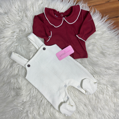 Baby 2-Piece Romper Set - Crimson