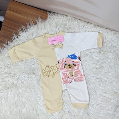 Premium Bear Buddy Theme Baby Romper | Cream