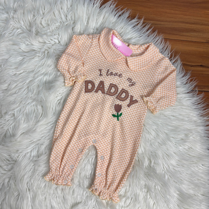 Premium Baby Full Body Romper - I Love My Daddy Theme | Peach