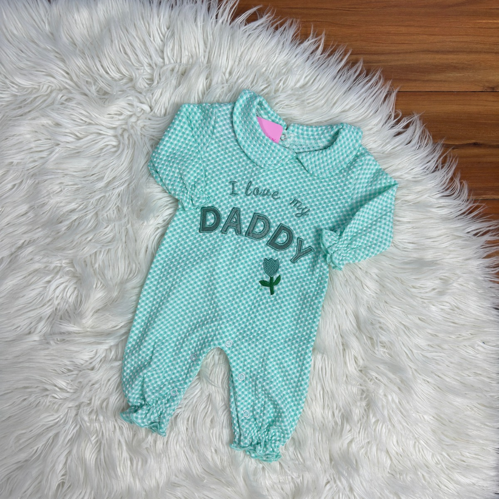 Premium Baby Full Body Romper - I Love My Daddy Theme | Aqua Mint