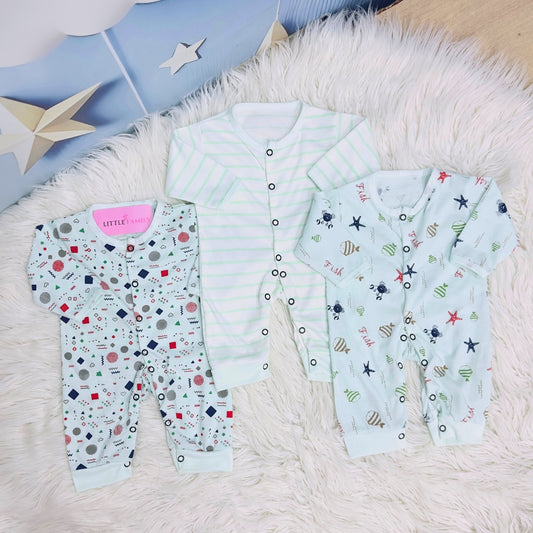 Pack of 3 Premium Baby Rompers – Gentle & Breathable