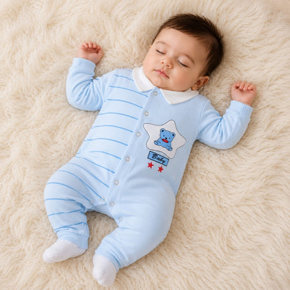 Premium Baby Full Body Romper - Star Bear Theme | Blue