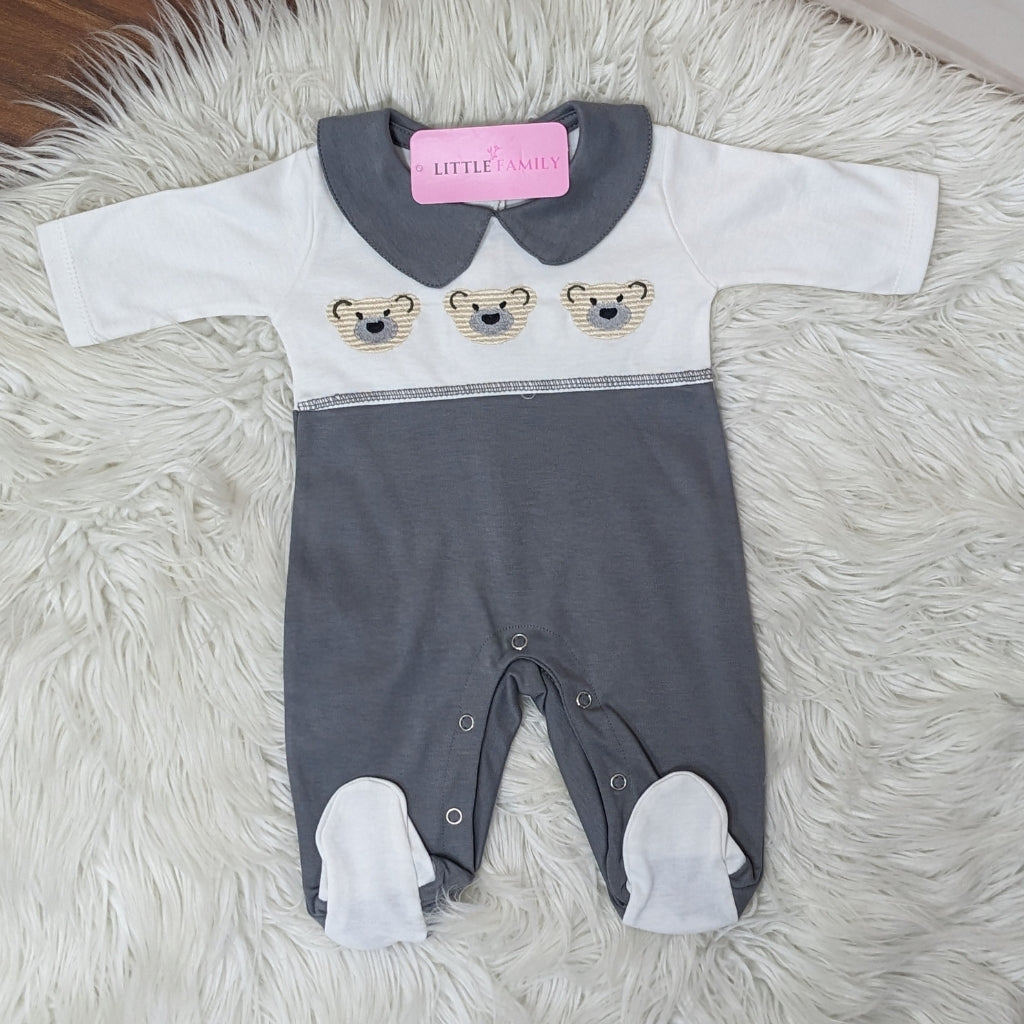 Premium Baby Full Body Romper - Bear Theme | Grey