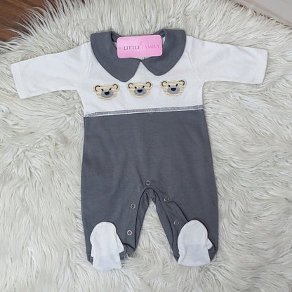 Premium Baby Full Body Romper - Bear Theme | Grey