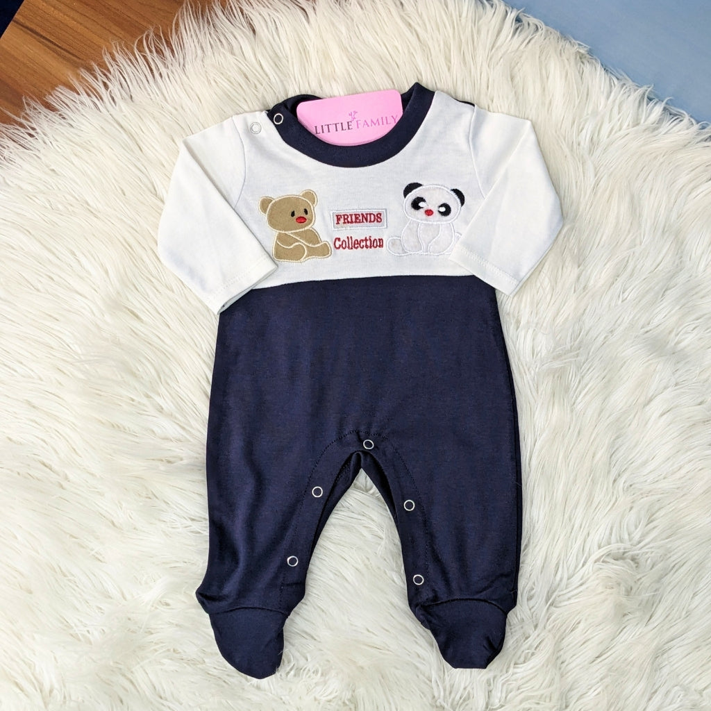 Premium Baby Full Body Romper - Buddy Bears Theme | Navy Blue