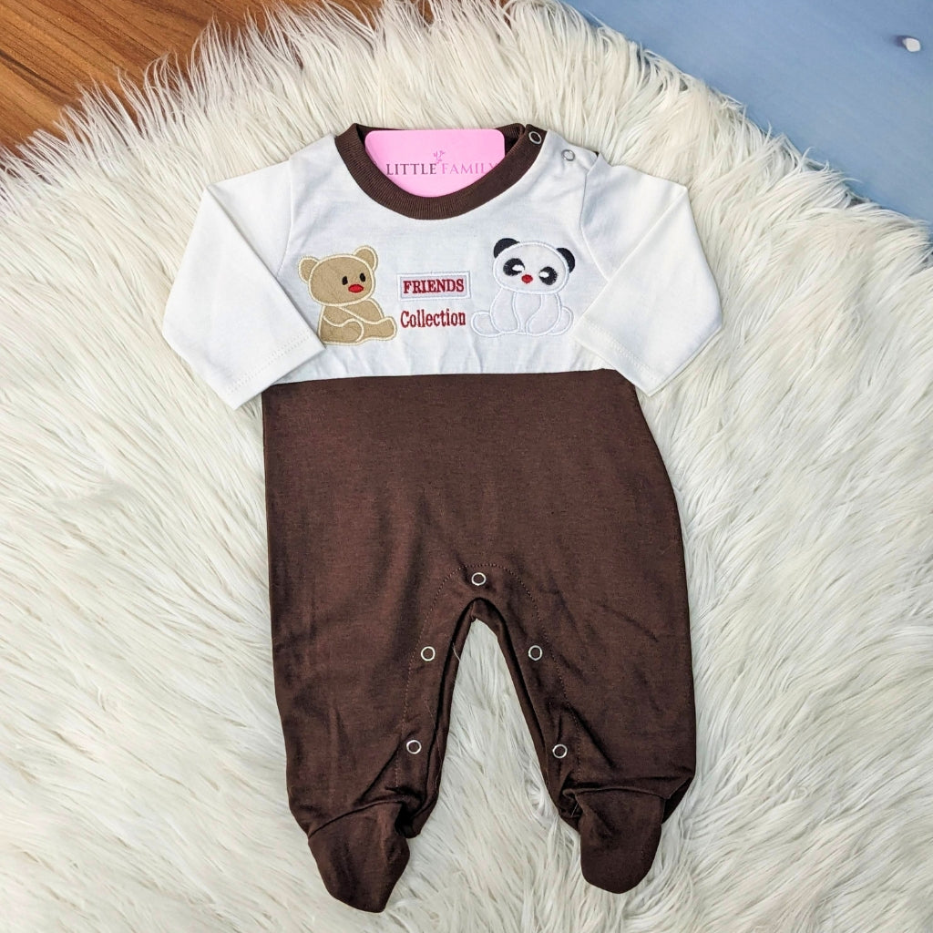 Premium Baby Full Body Romper - Buddy Bears Theme | Brown