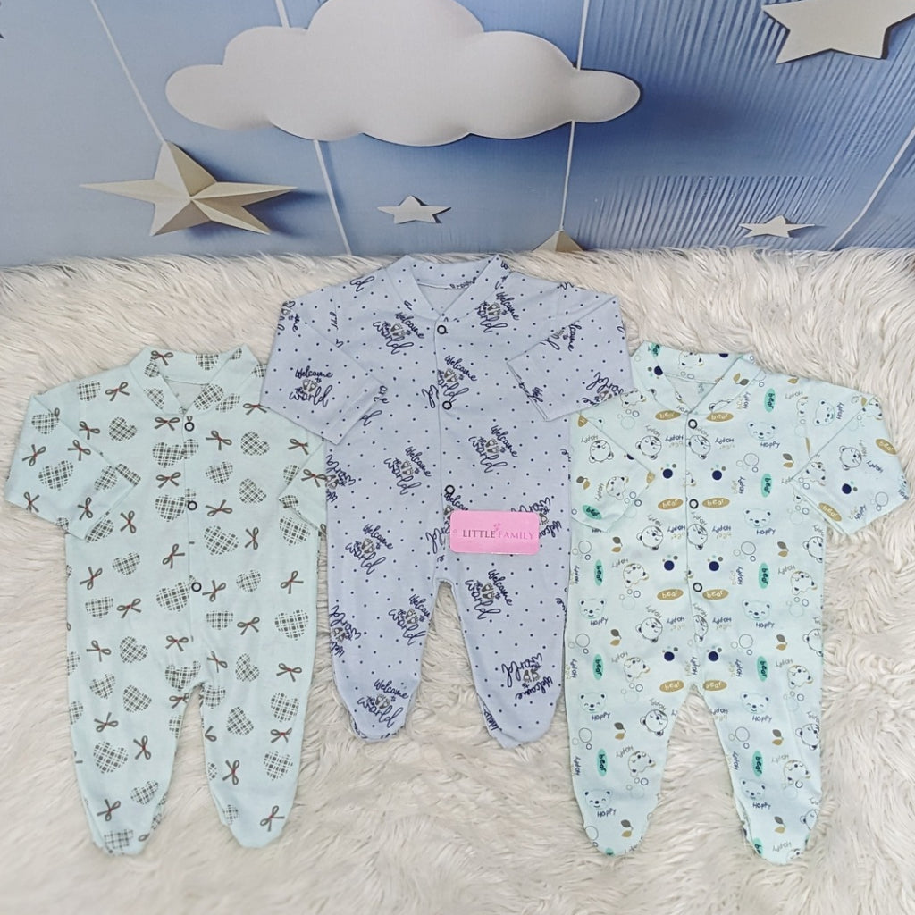 Pack of 3 Premium Baby Full-Body Rompers – Gentle & Breathable
