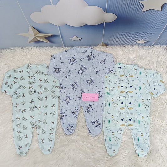 Pack of 3 Premium Baby Full-Body Rompers – Gentle & Breathable
