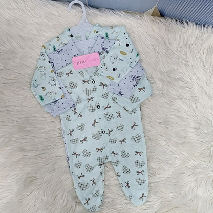 Pack of 3 Premium Baby Full-Body Rompers – Gentle & Breathable