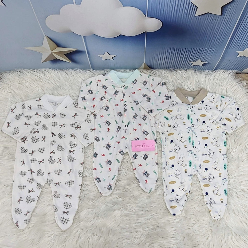 Pack of 3 Premium Baby Full-Body Rompers – Gentle & Breathable
