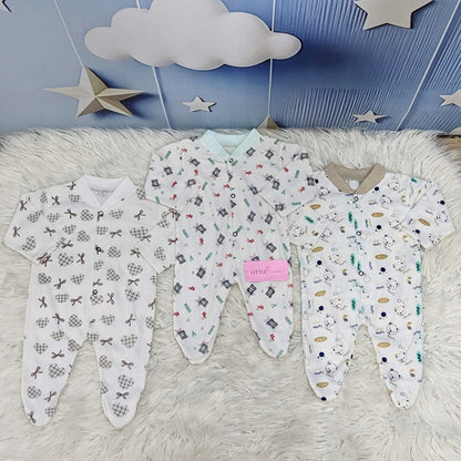 Pack of 3 Premium Baby Full-Body Rompers – Gentle & Breathable