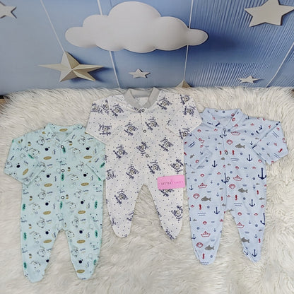 Pack of 3 Premium Baby Full-Body Rompers – Gentle & Breathable