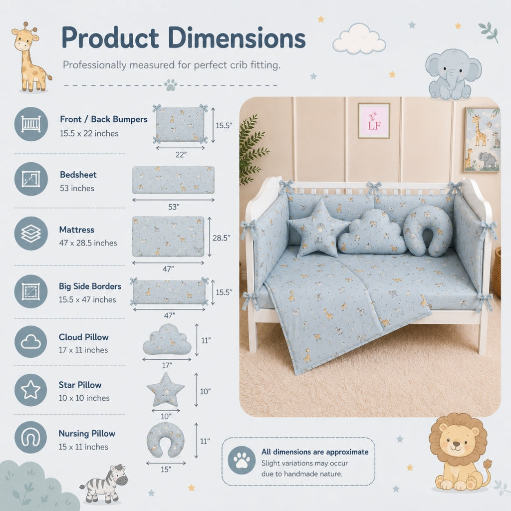 Premium Baby Cot Bedding Set - Safari Dreams