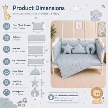 Premium Baby Cot Bedding Set - Safari Dreams