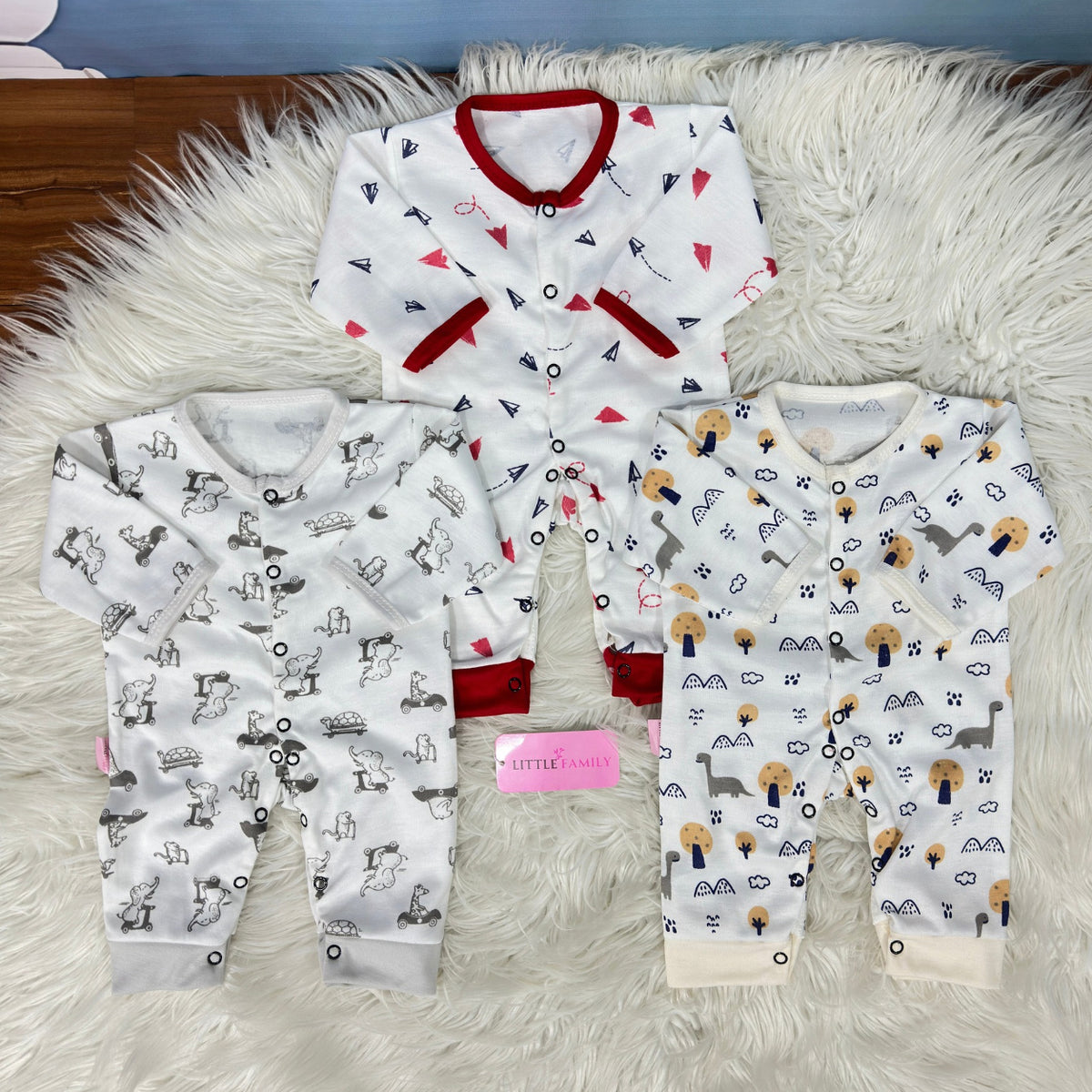 Pack of 3 Premium Baby Rompers – Gentle & Breathable