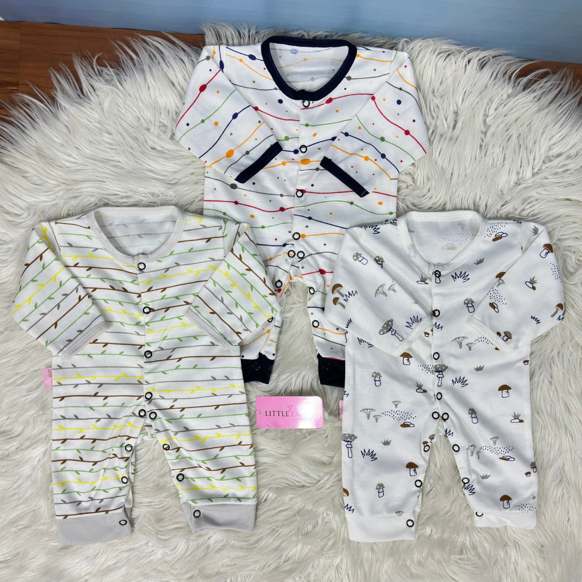 Pack of 3 Premium Baby Rompers – Gentle & Breathable