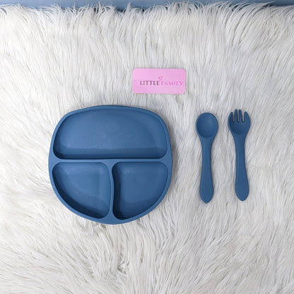 6-Piece Silicone Baby Feeding Set – Blue