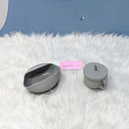 6-Piece Silicone Baby Feeding Set – Grey