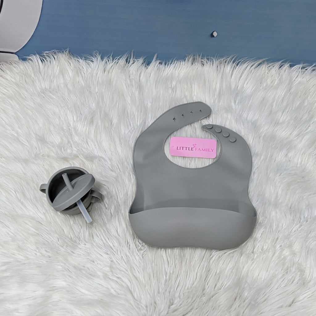 6-Piece Silicone Baby Feeding Set – Grey