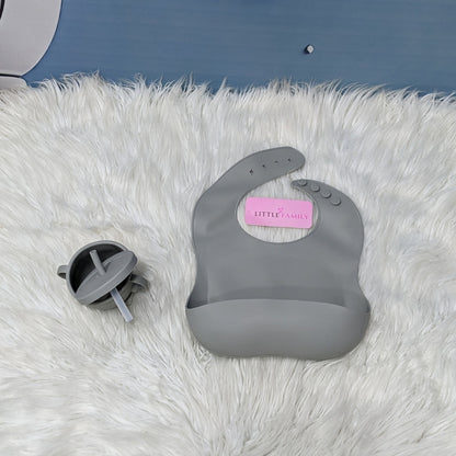 6-Piece Silicone Baby Feeding Set – Grey