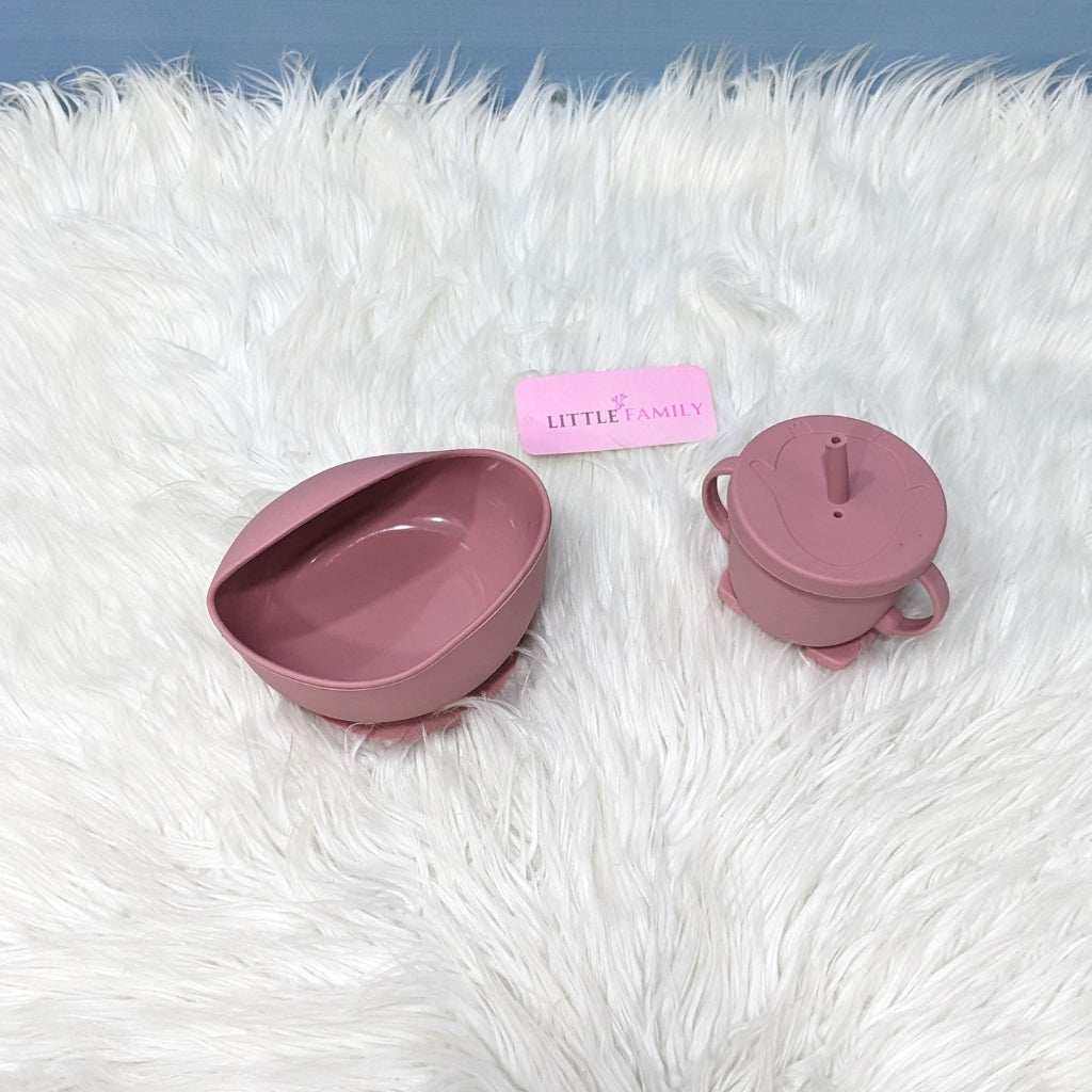6-Piece Silicone Baby Feeding Set – Pink