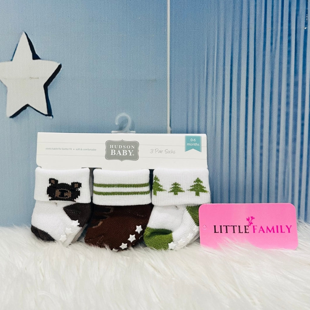 NewBorn Baby Socks Set (3-Pair Pack) - Bear & Forest