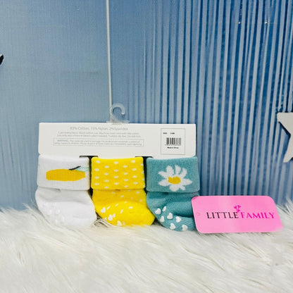 Floral Heart Theme NewBorn Baby Socks Set (3-Pair Pack)