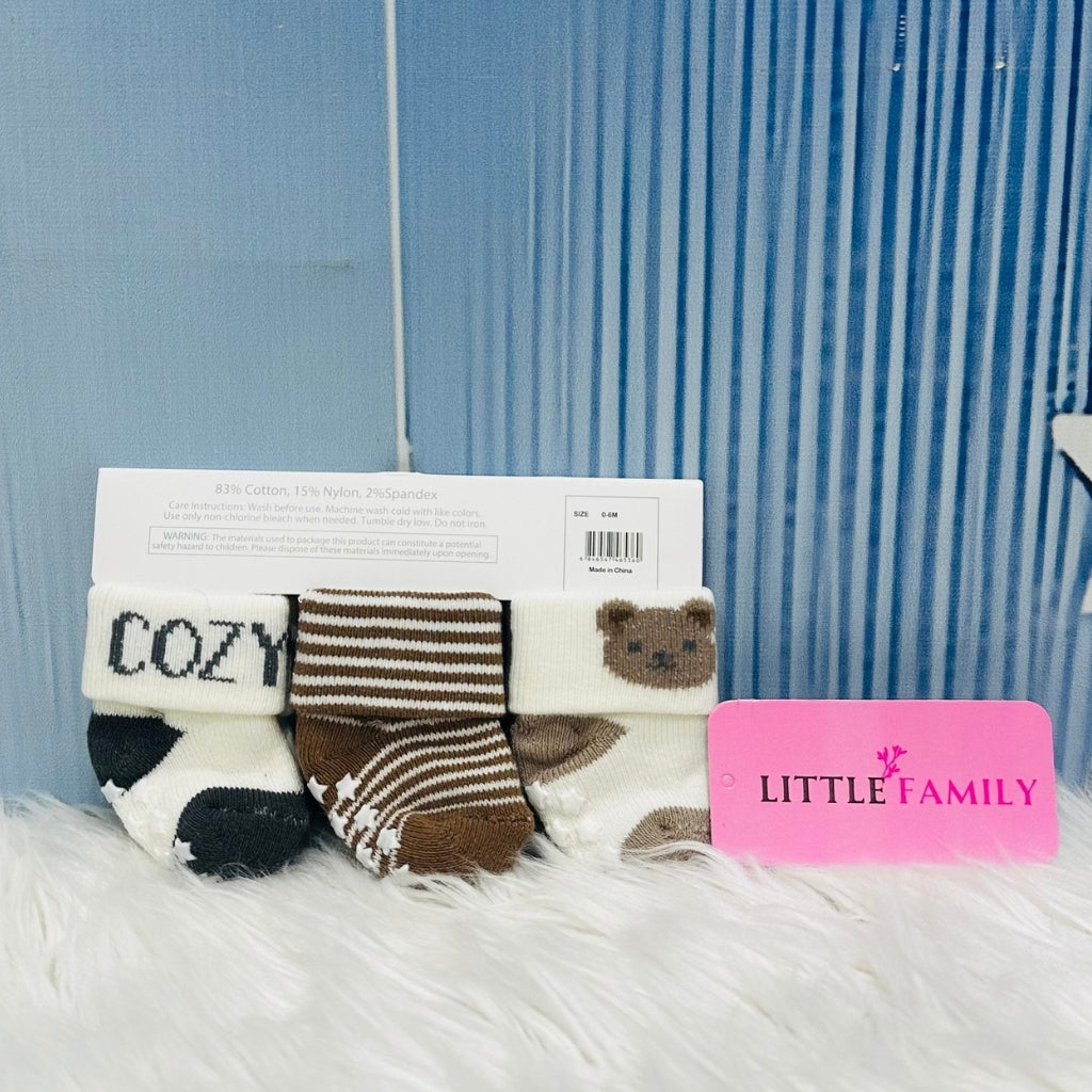 NewBorn Baby Socks Set (3-Pair Pack) - Cozy Bear Theme