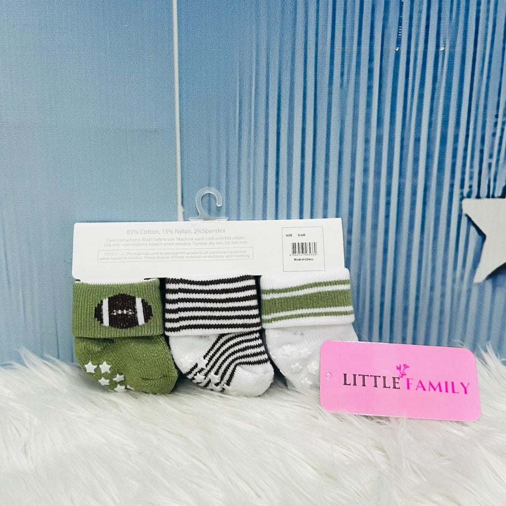NewBorn Baby Socks Set (3-Pair Pack) - Stripes Theme