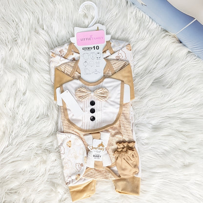 Newborn 10-Piece Formal Wear Winter Starter Set – Soft Camel