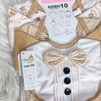 Newborn 10-Piece Formal Wear Winter Starter Set – Soft Camel