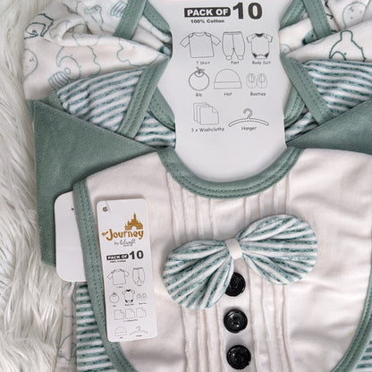 Newborn 10-Piece Formal Wear Winter Starter Set – Sage Green