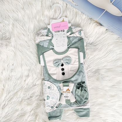Newborn 10-Piece Formal Wear Winter Starter Set – Sage Green