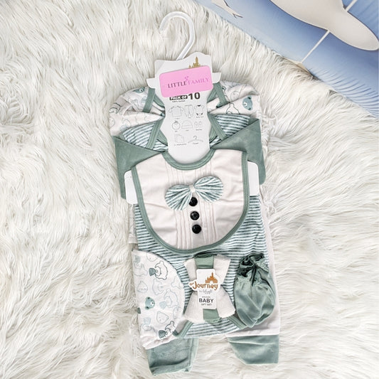 Newborn 10-Piece Formal Wear Winter Starter Set – Sage Green