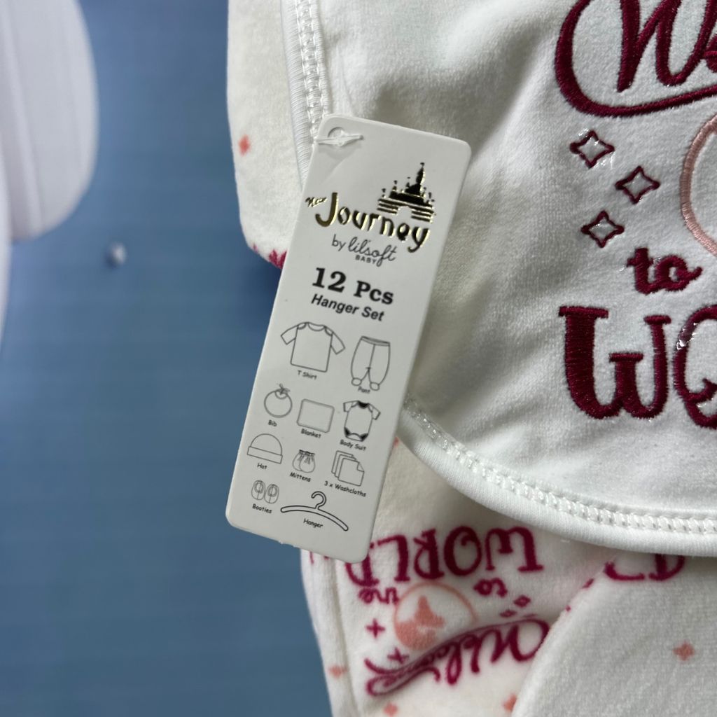 Welcome to the World 12 PCS Fleece Baby Starter Set – Burgundy Rose