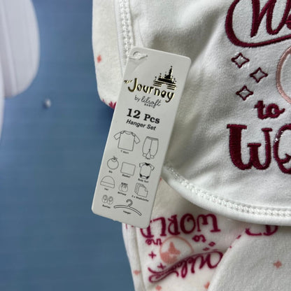 Welcome to the World 12 PCS Fleece Baby Starter Set – Burgundy Rose