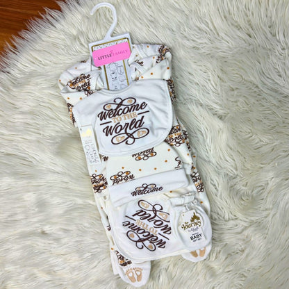 Welcome to the World 12 PCS Fleece Baby Starter Set – Vanilla Brown