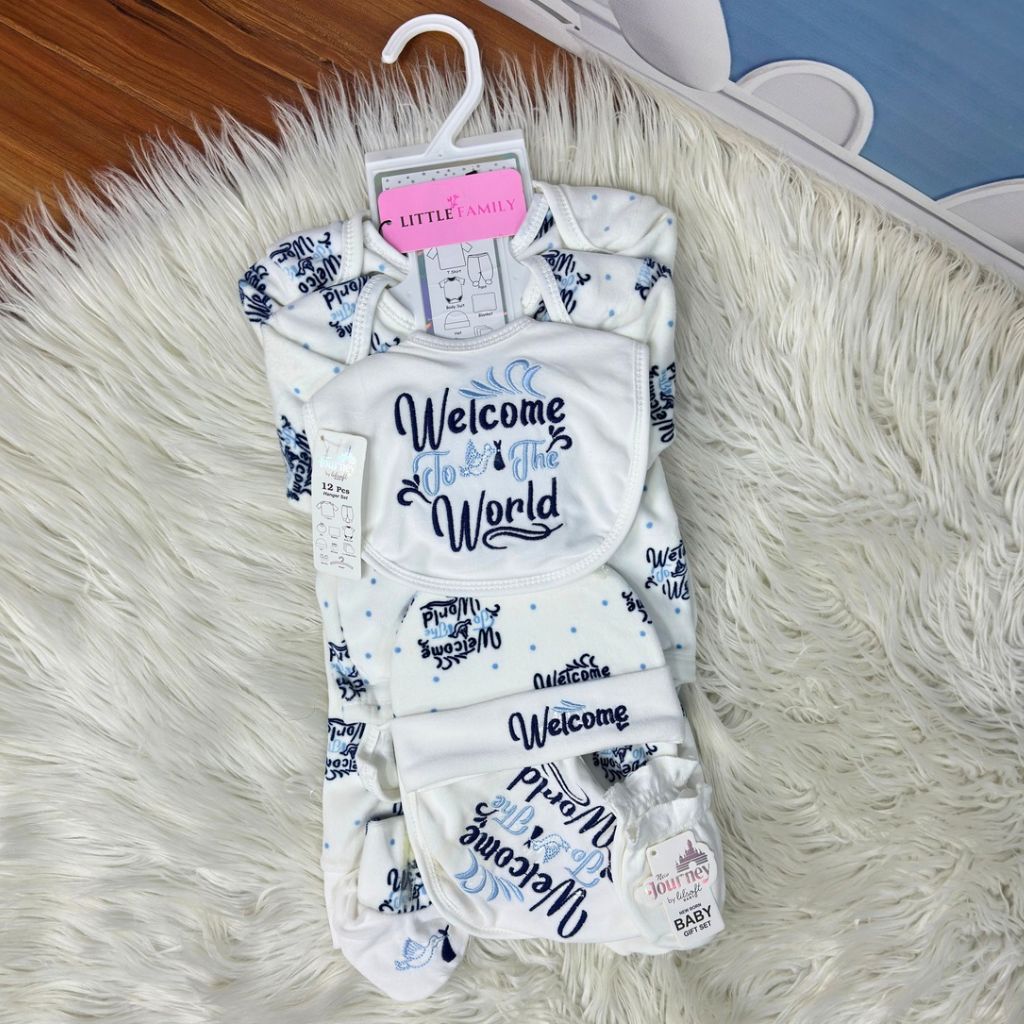 Welcome to the World 12 PCS Fleece Baby Starter Set – Sky Blue