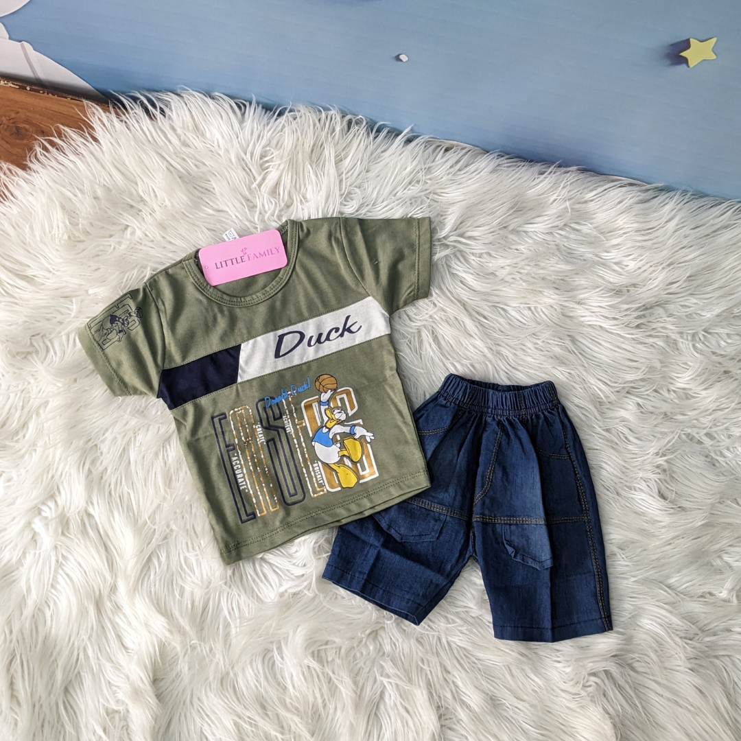 T-845 Baby Summer Outfit – Shirt & Shorts Set - Duck