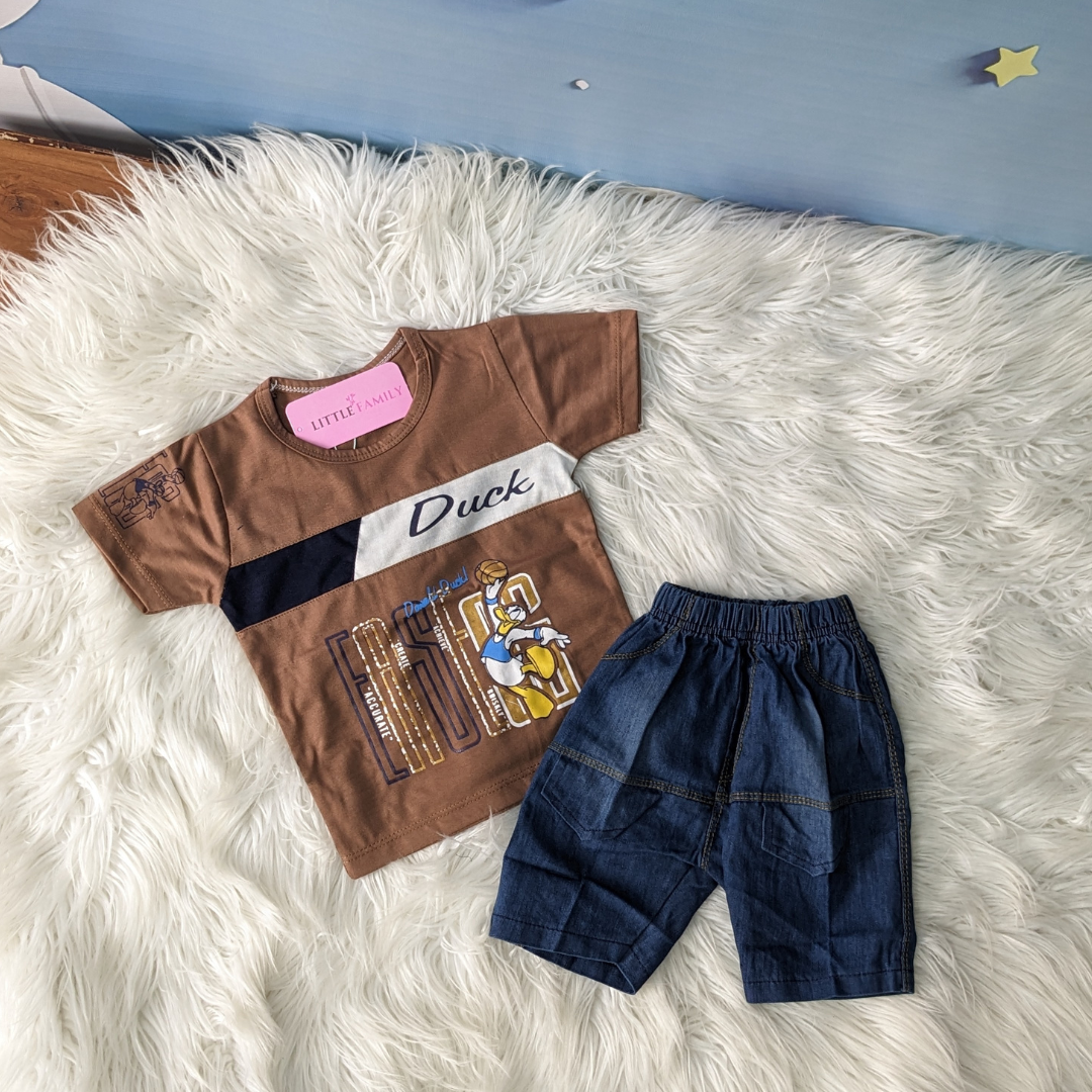 T-845 Baby Summer Outfit – Shirt & Shorts Set - Duck