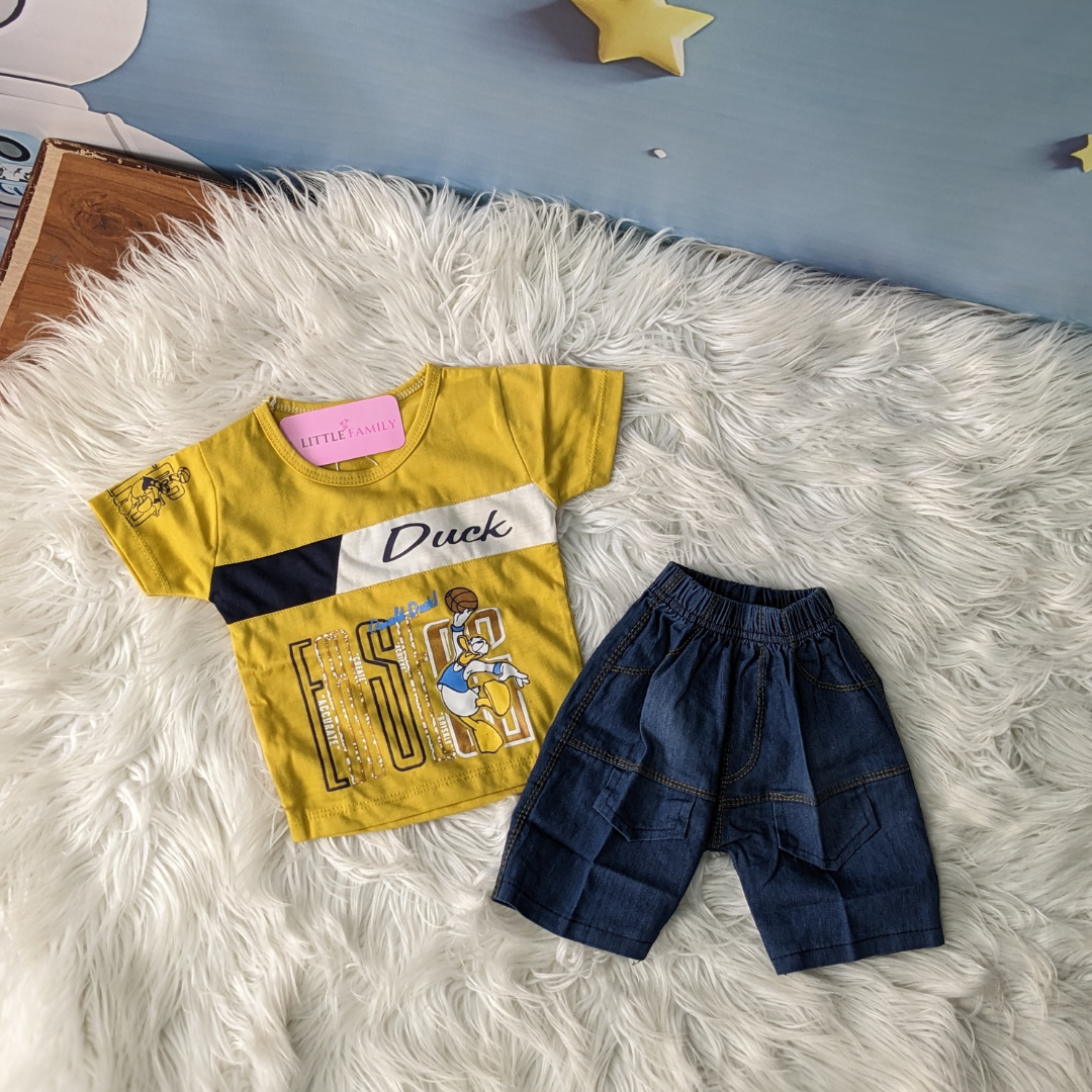 T-845 Baby Summer Outfit – Shirt & Shorts Set - Duck
