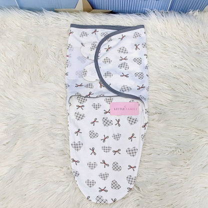 "Heart Ribbon" Theme Baby Swaddle – Grey