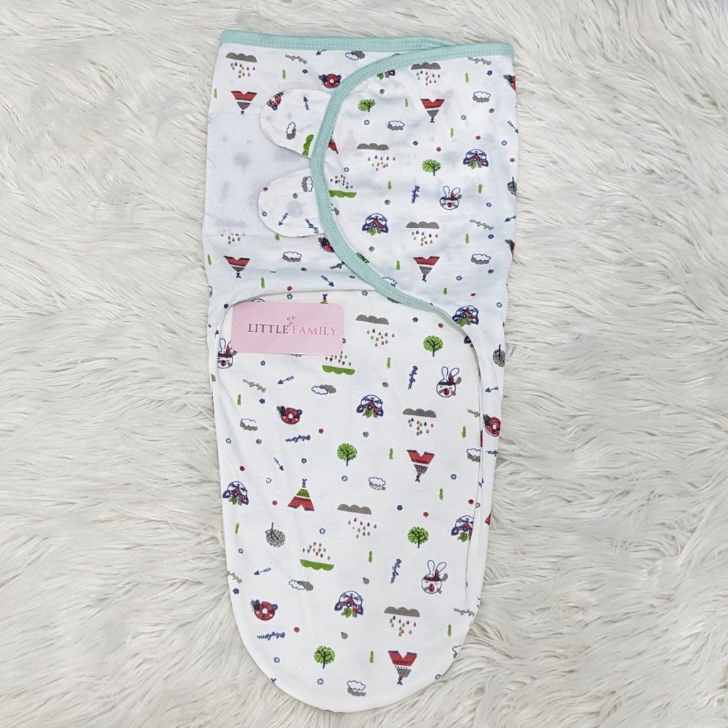 "Bunny" Theme Baby Swaddle – Aqua Mint