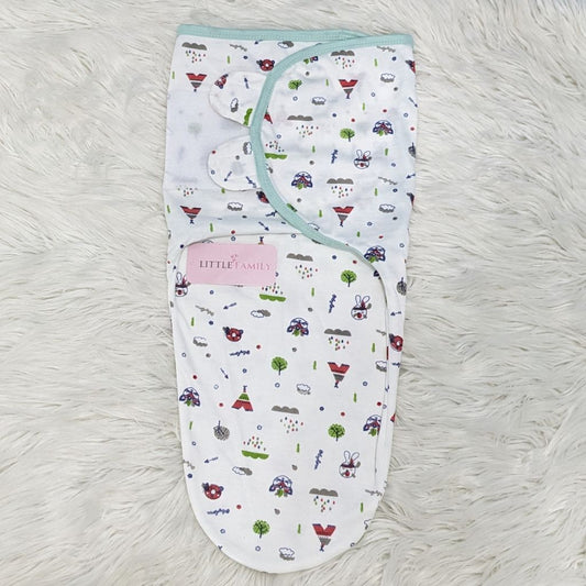 "Bunny" Theme Baby Swaddle – Aqua Mint