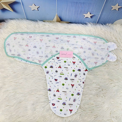 "Bunny" Theme Baby Swaddle – Aqua Mint